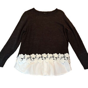 AB Studio grey sweater with bottom lace size XL